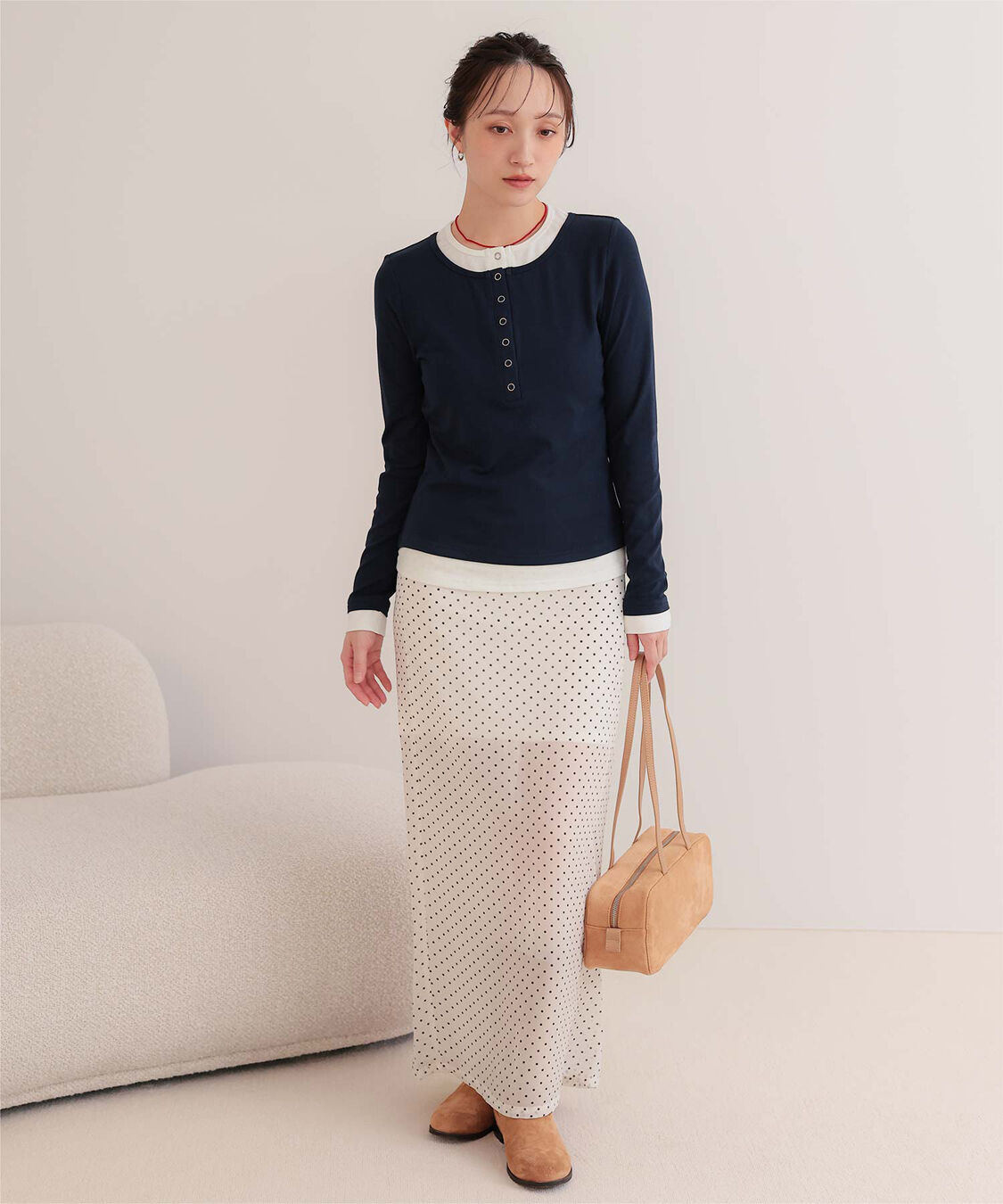 miette「レイヤード風ヘンリーネックトップス」|Tシャツ・カットソー|