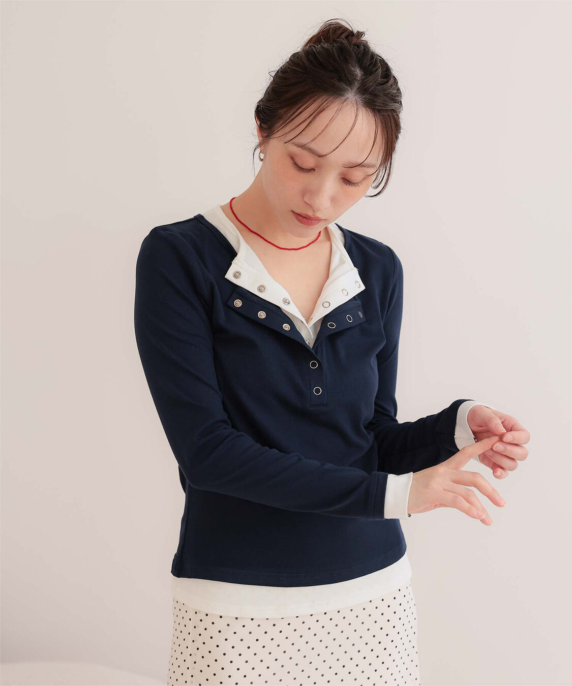 miette「レイヤード風ヘンリーネックトップス」|Tシャツ・カットソー|