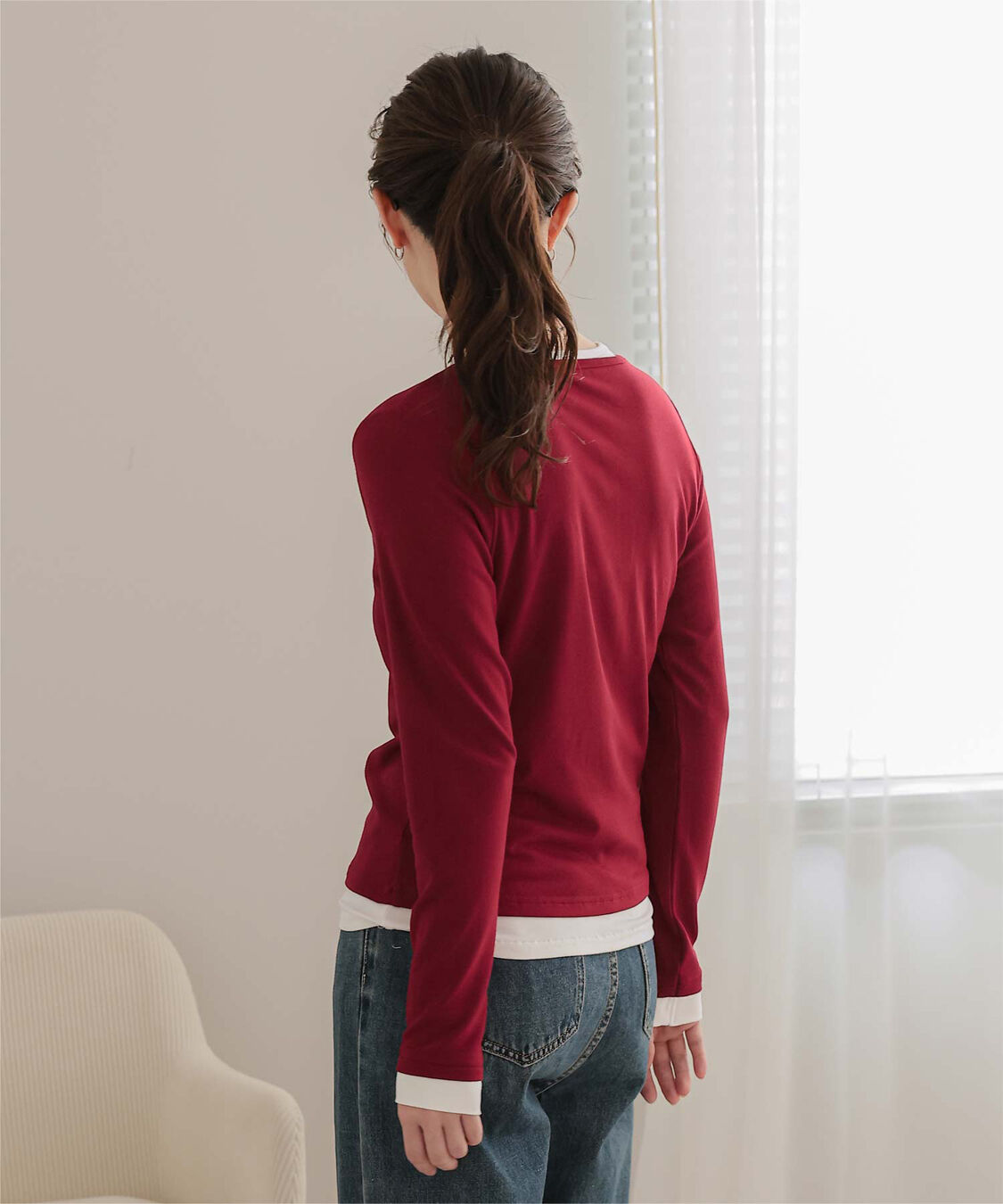 miette「レイヤード風ヘンリーネックトップス」|Tシャツ・カットソー|