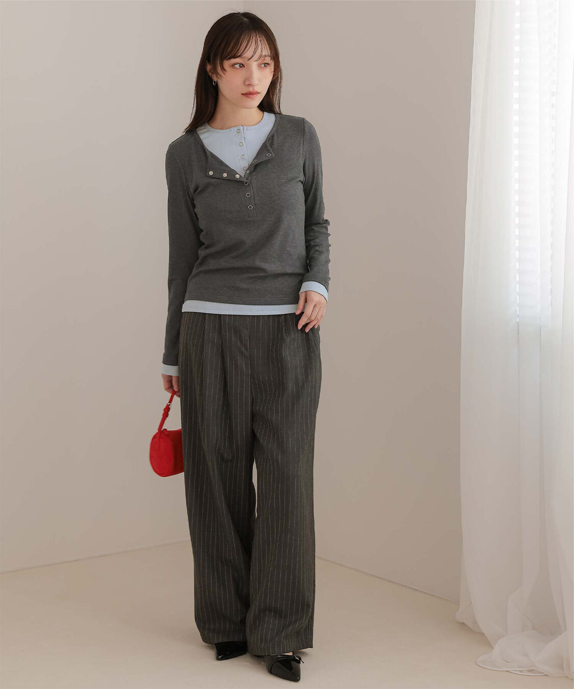 miette「レイヤード風ヘンリーネックトップス」|Tシャツ・カットソー|