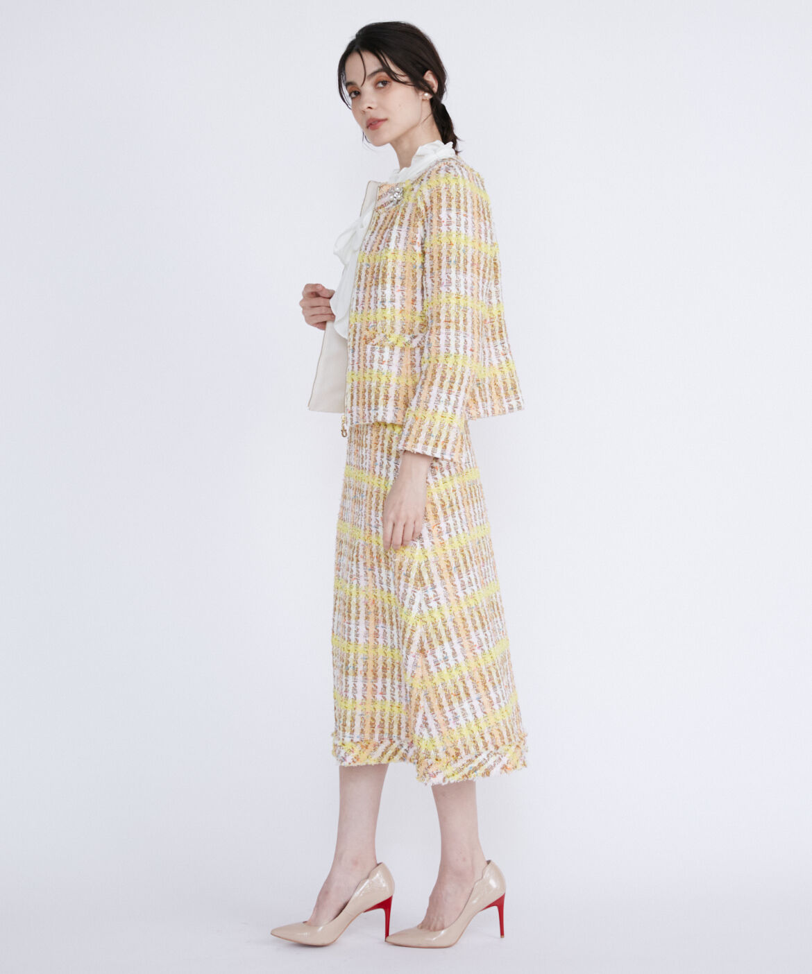 Maglie le cassetto「《M Maglie le cassetto》コットンキャンディーツイードジャケット」|ノーカラージャケット|
