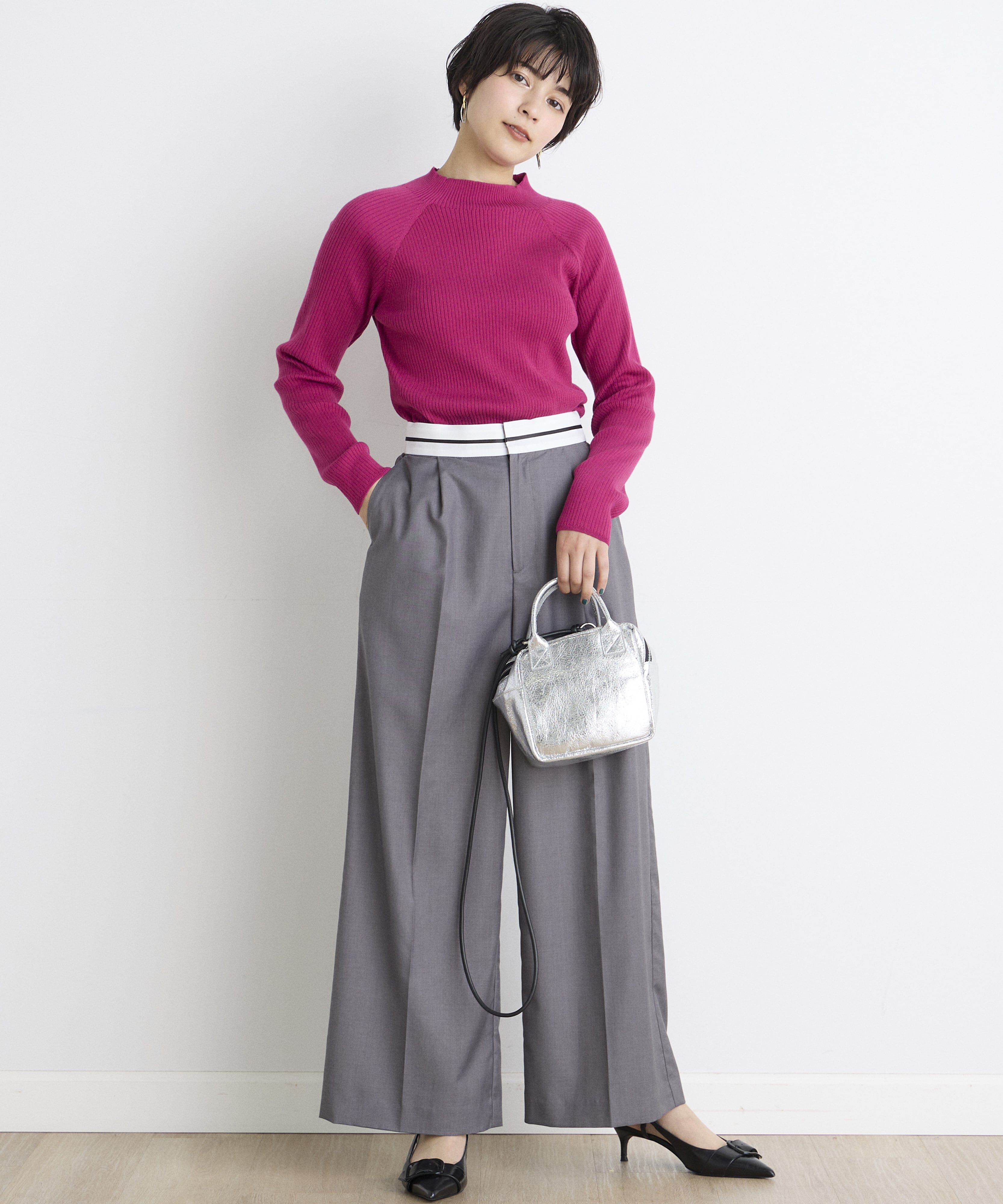 INED「《INED CLARO》スーパーストレッチローネックニット」|ニット・セーター|