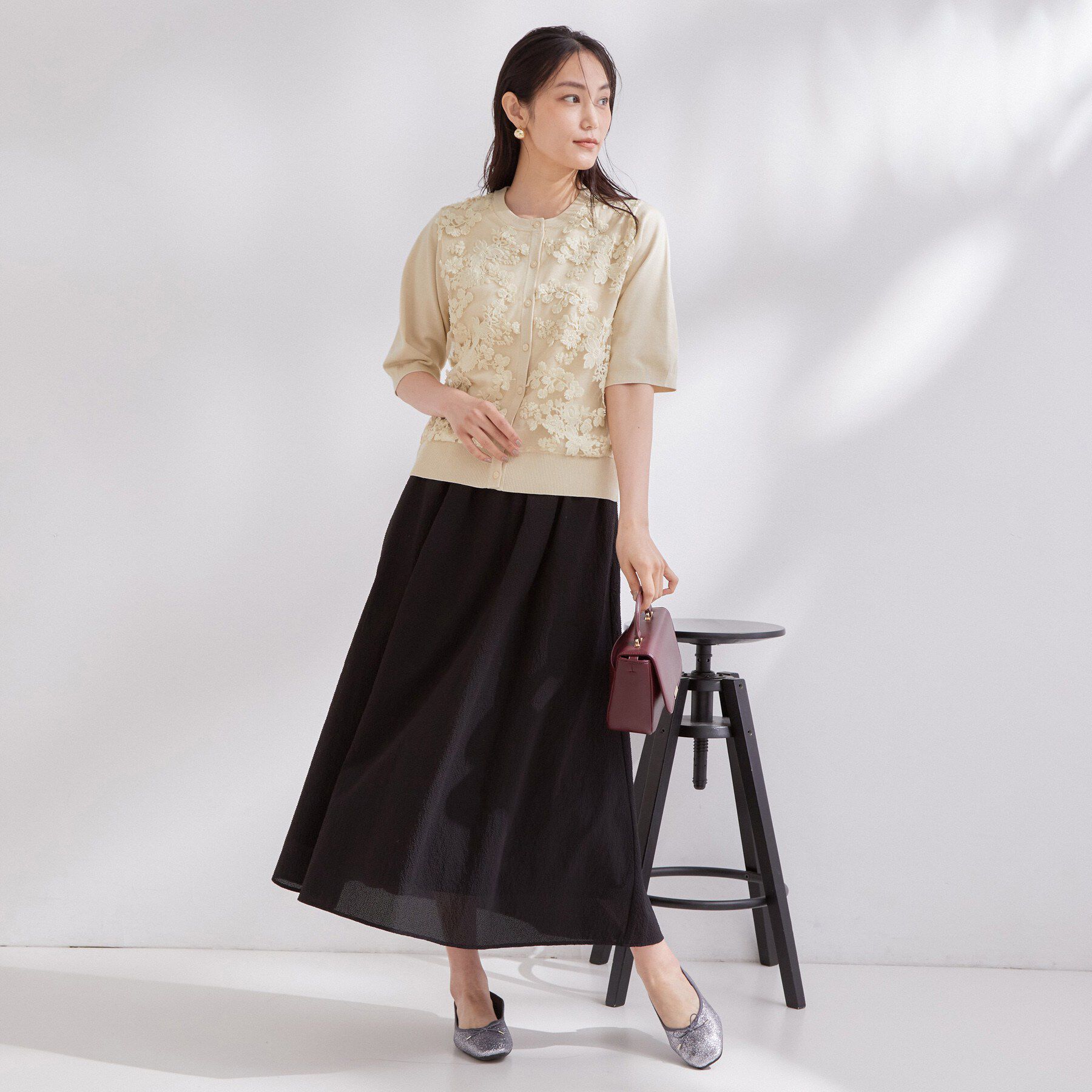 OPAQUE.CLIP「フロントレースニットカーディガン【洗える】」|カーディガン|