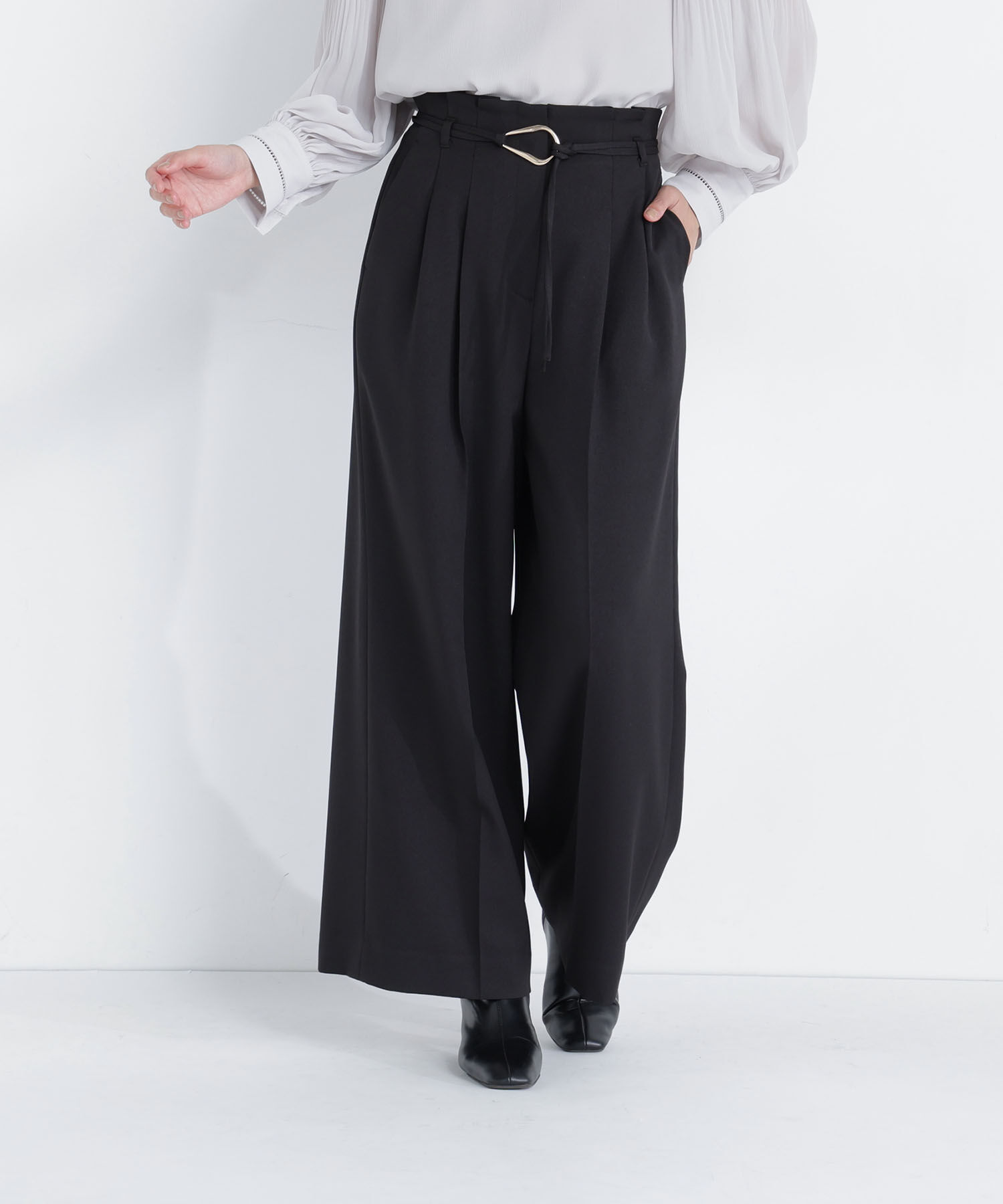  「ダブルベルトワイドパンツ」|その他|
