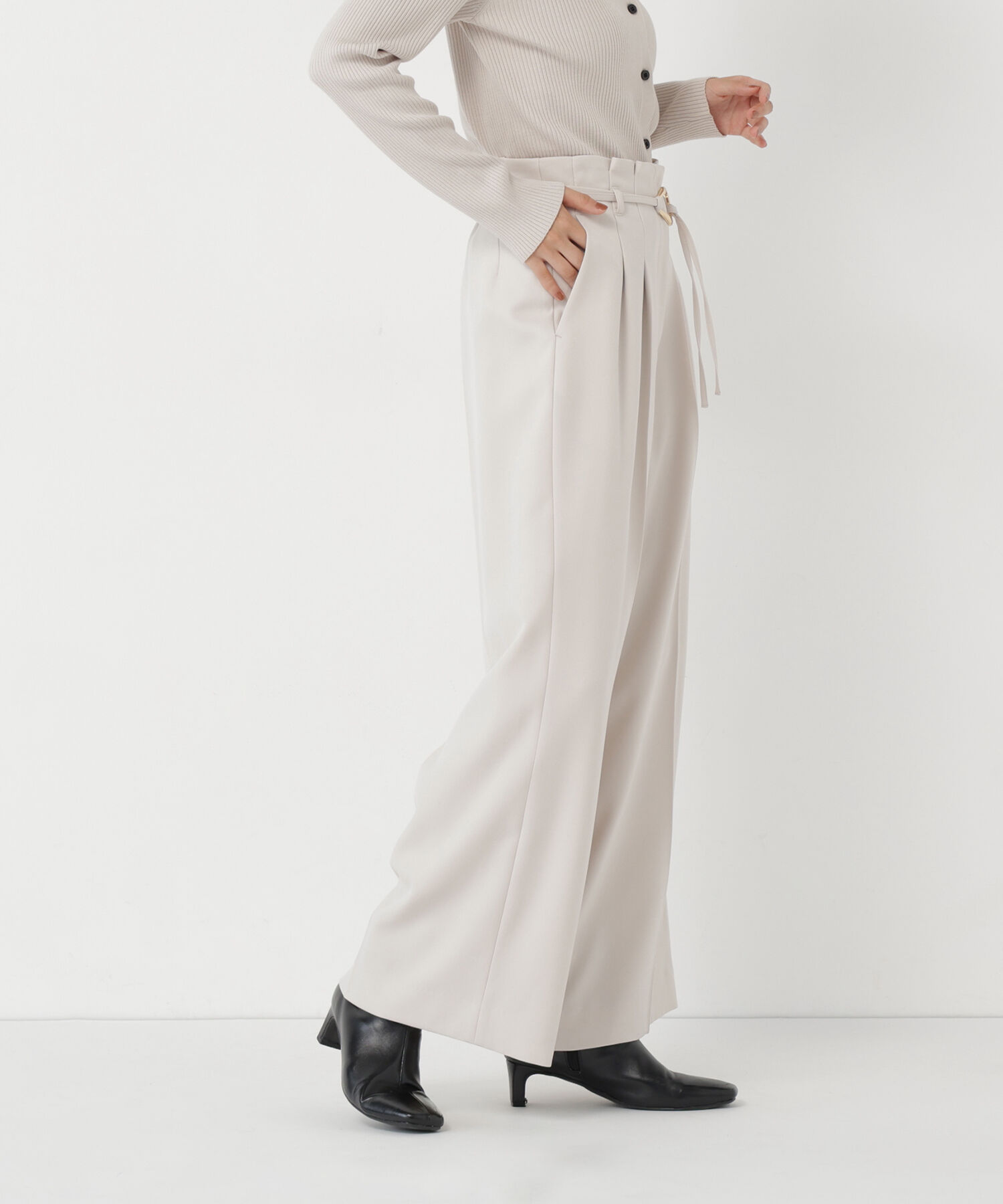  「ダブルベルトワイドパンツ」|その他|