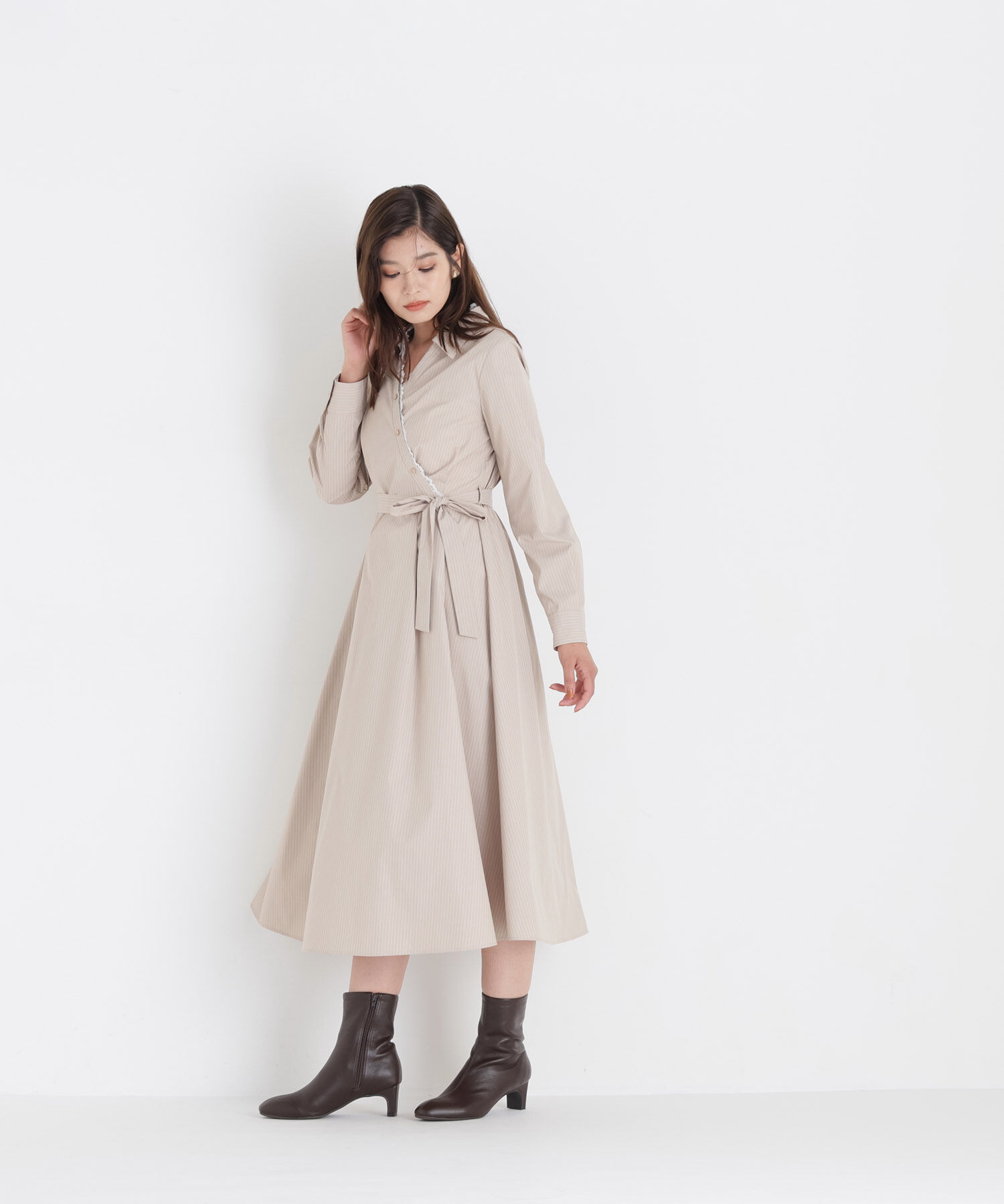  「レースレイヤードカシュクールワンピース」|ワンピース|
