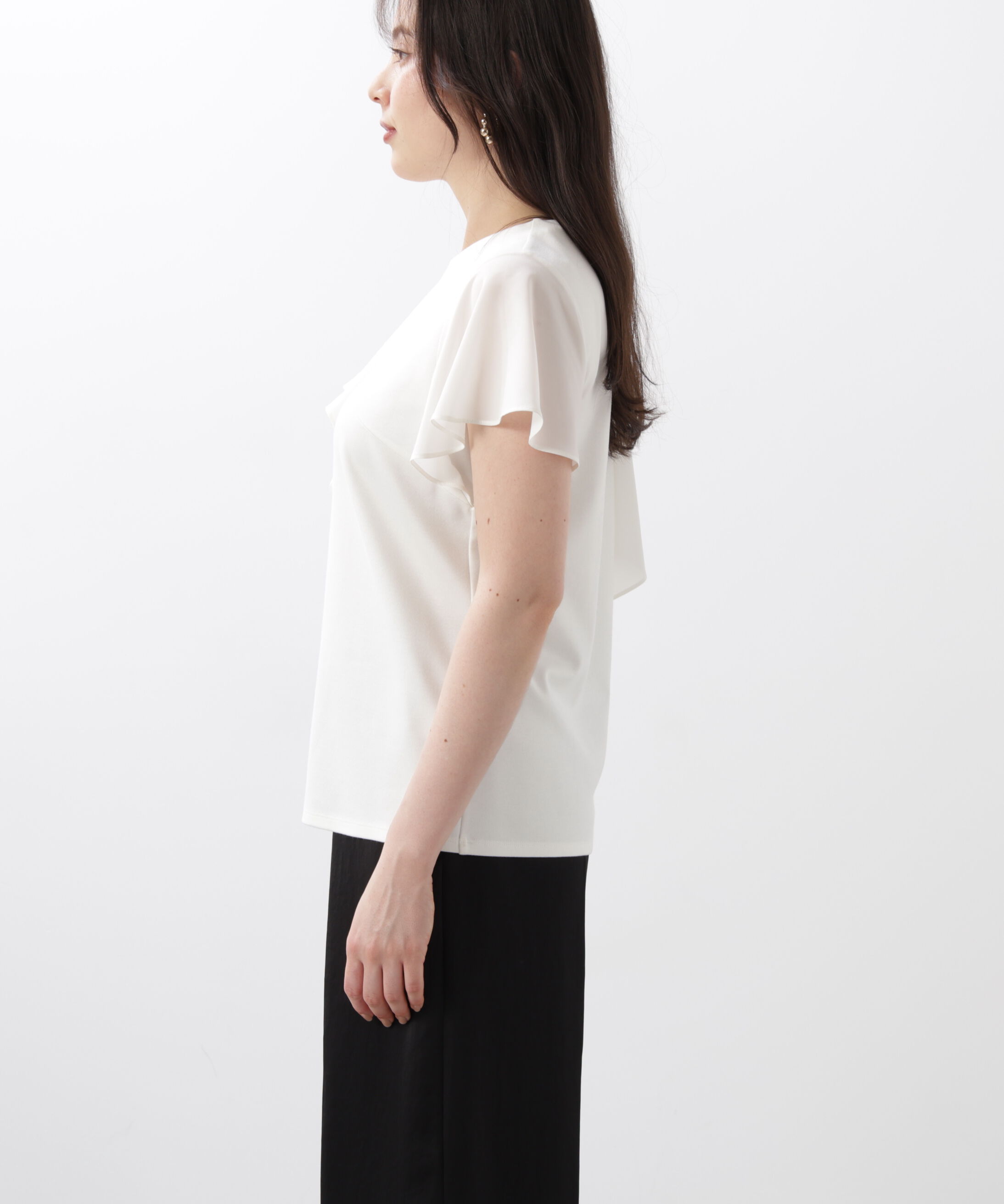  「◆ラッフルコンビカットソープルオーバー」|Tシャツ・カットソー|