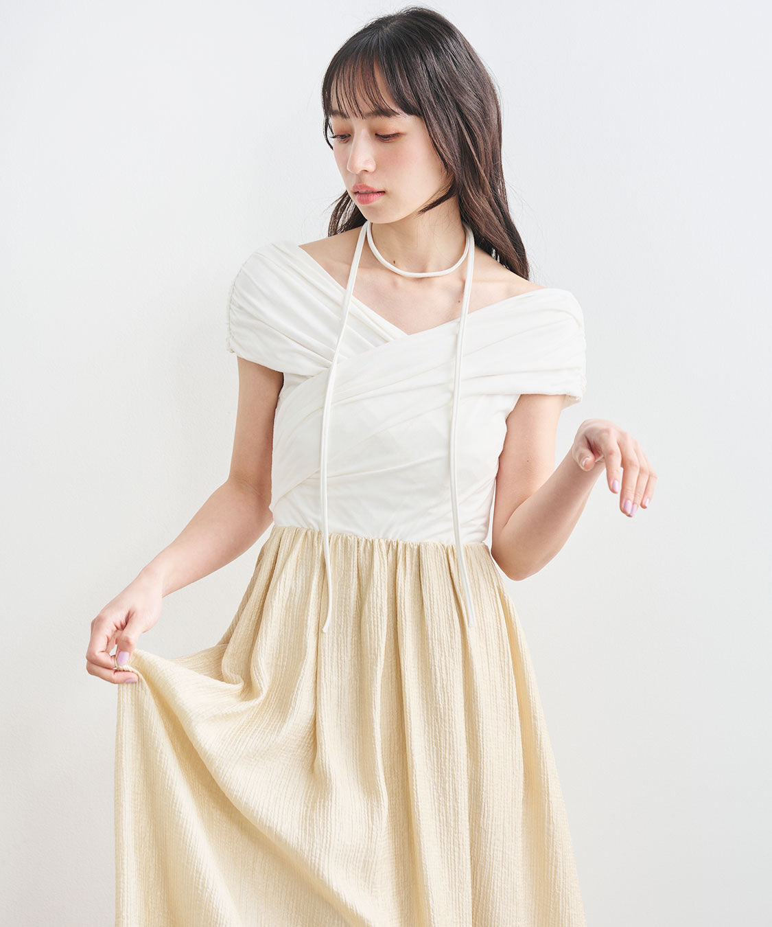 COCO DEAL「カシュクールカットドッキングワンピース」|ワンピース|