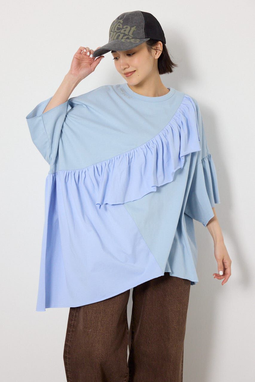 RODEO CROWNS「リメイクフリルフレアトップス」|Tシャツ・カットソー|L/BLU1