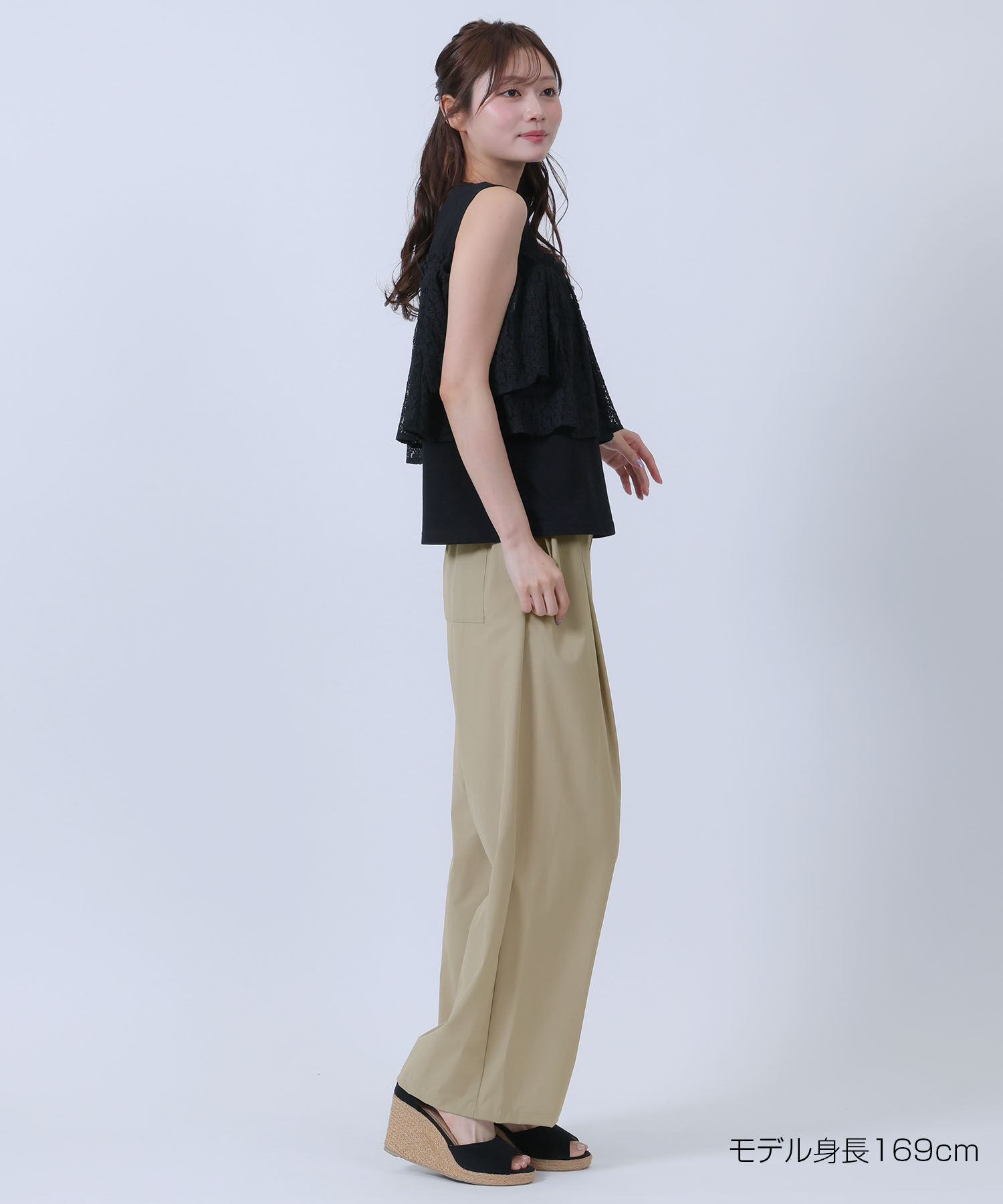 MARY QUANT「ストレッチワイド パンツ」|スラックス|