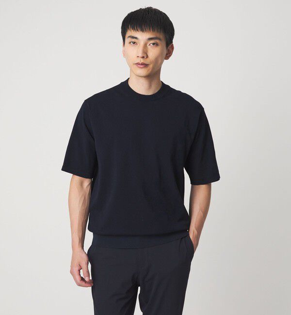 UNITED ARROWS green label relaxing「A+ プレーン 18G ビズ クルーネック 半袖ニット -ウォッシャブル-」|ニット・セーター|NAVY