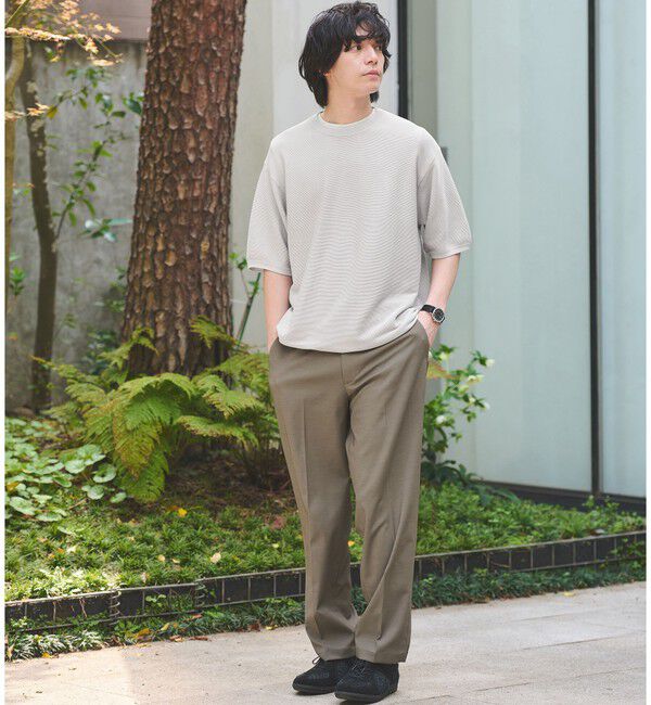 UNITED ARROWS green label relaxing「ガーター ドローコード 半袖 クルーネック ニット -ウォッシャブル・UVカット・遮熱-」|Tシャツ・カットソー|