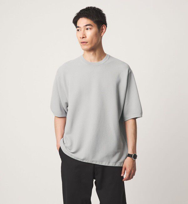 UNITED ARROWS green label relaxing「ガーター ドローコード 半袖 クルーネック ニット -ウォッシャブル・UVカット・遮熱-」|Tシャツ・カットソー|