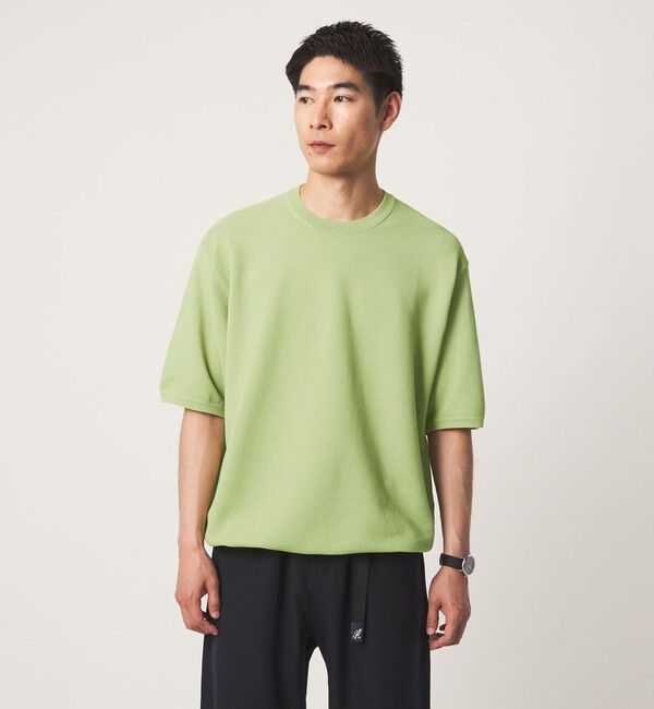 UNITED ARROWS green label relaxing「ガーター ドローコード 半袖 クルーネック ニット -ウォッシャブル・UVカット・遮熱-」|Tシャツ・カットソー|