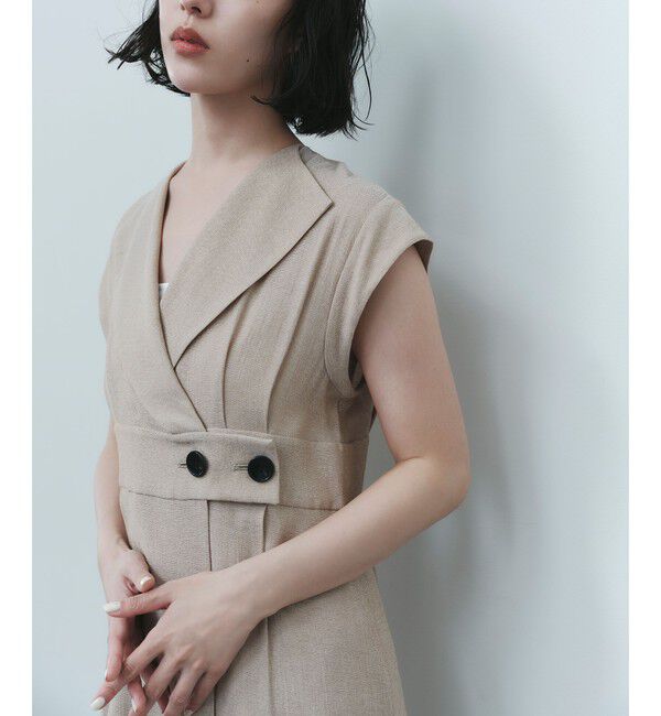 EMMEL REFINES「＜EMMEL REFINES＞EM オープンカラー フィット＆フレア ワンピース」|ワンピース|