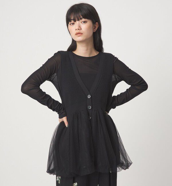 EMMEL REFINES「＜EMMEL REFINES＞EM チュールカサネ チュニック ベスト」|ニット・セーター|