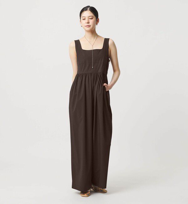 BEAUTY&YOUTH UNITED ARROWS「【WEB限定 Wardrobe DAILY MINIMAL】ギャザーノースリーブ オールインワン 接触冷感 UVカット はっ水」|オールインワン|DK.BROWN