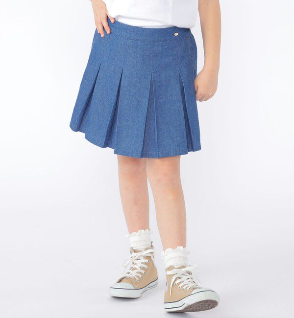 SHIPS KIDS「SHIPS KIDS:100～130cm /ラメ デニム プリーツ キュロット」|キュロット|