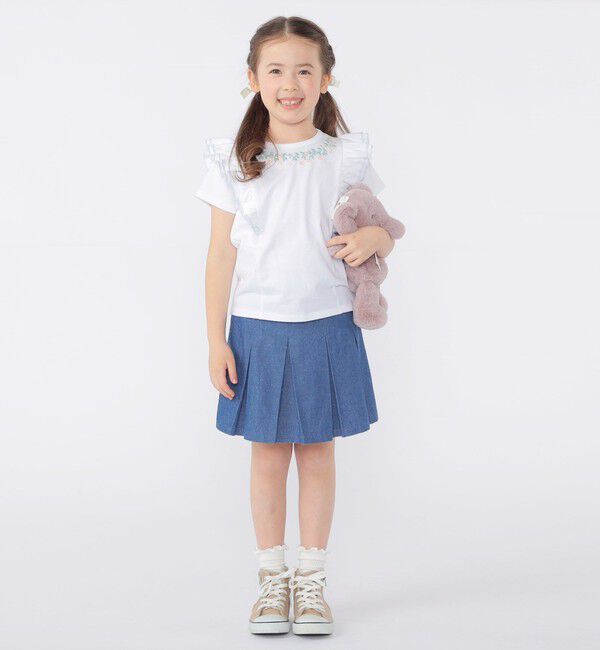 SHIPS KIDS「SHIPS KIDS:100～130cm /ラメ デニム プリーツ キュロット」|キュロット|