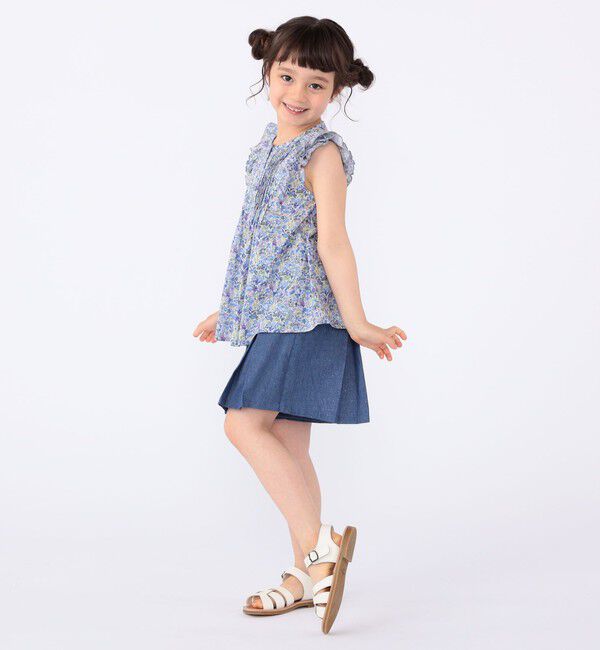 SHIPS KIDS「SHIPS KIDS:100～130cm /ラメ デニム プリーツ キュロット」|キュロット|
