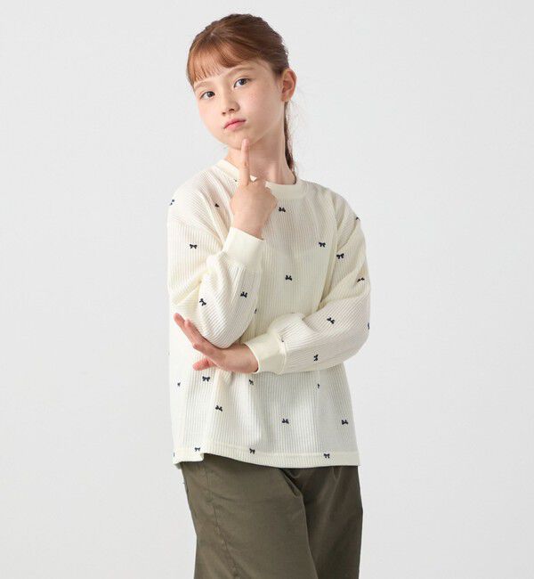 SHIPS any「SHIPS any:〈洗濯機可能〉ワッフル リボン クルーネック プルオーバー<KIDS>」|Tシャツ・カットソー|