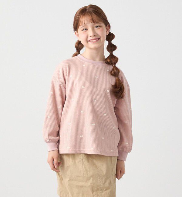 SHIPS any「SHIPS any:〈洗濯機可能〉ワッフル リボン クルーネック プルオーバー<KIDS>」|Tシャツ・カットソー|