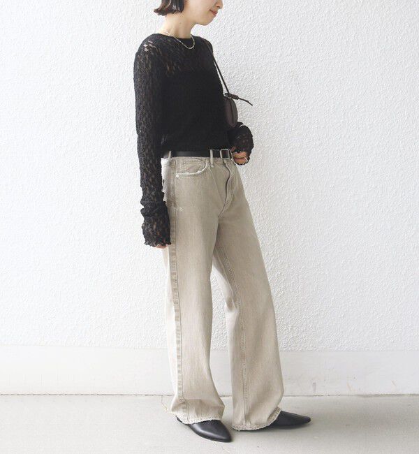 SHIPS for women「〈手洗い可能〉シュリンク レース ヘンリーネック 2WAY プルオーバー」|Tシャツ・カットソー|