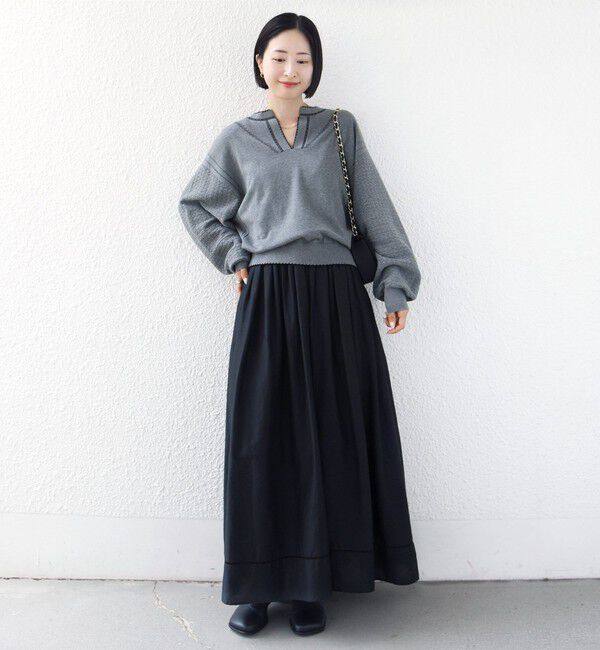 SHIPS for women「《予約》【WEB限定】〈手洗い可能〉配色 ステッチ アイレット スキッパー ニット」|ニット・セーター|