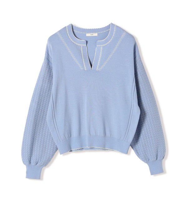SHIPS for women「《予約》【WEB限定】〈手洗い可能〉配色 ステッチ アイレット スキッパー ニット」|ニット・セーター|