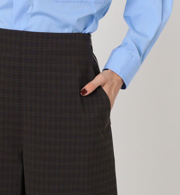 MACPHEE「ポリエステルウールストレッチチェック フレアパンツ」|その他|