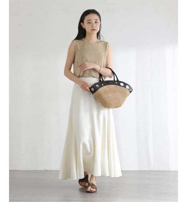  「VIOLAd'ORO/ ヴィオラドーロ サークルカットレザー*アバカBAG」|トートバッグ|