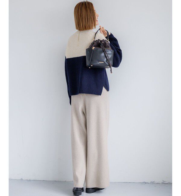 23区「【洗える】ウールカシミヤ カラーブロック バルキー ニット」|ニット・セーター|