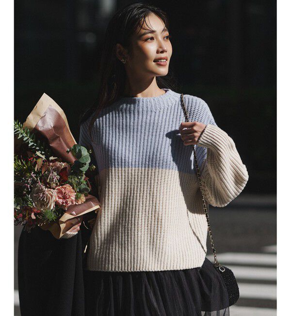 23区「【洗える】ウールカシミヤ カラーブロック バルキー ニット」|ニット・セーター|ｻｯｸｽ&times;ﾍﾞ