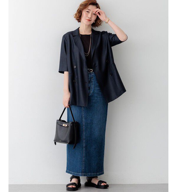 23区「【Oggi掲載】リネンライクグロッシー ハーフスリーブ ダブル ジャケット」|その他|
