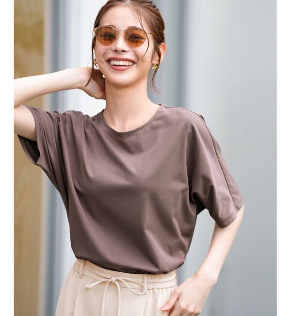 ANY SIS「ショート丈ドルマン５分袖 プルオーバー」|Tシャツ・カットソー|モカ