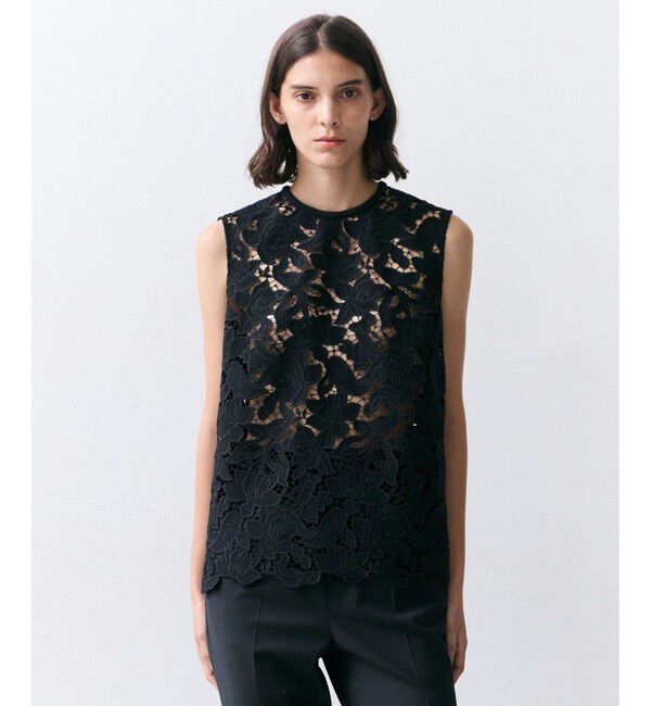 BEIGE,「【Precious掲載】CITRINE / エンブロイダリーレースノースリーブブラウス」|シャツ・ブラウス|Black