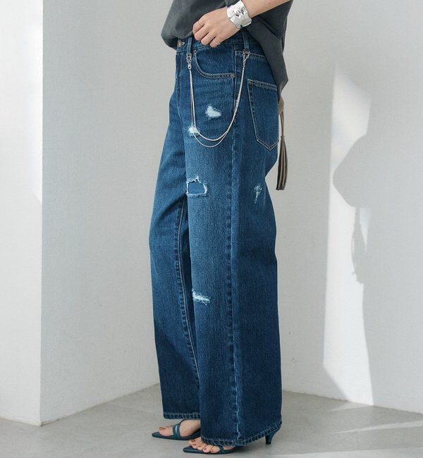  「【A・MONN】【オーバーサイズシルエット】パッチワークデニムパンツ」|デニム|