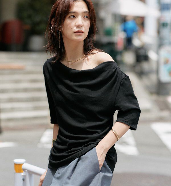  「【接触冷感】ゴブソデネックコンシャスカットソー」|Tシャツ・カットソー|