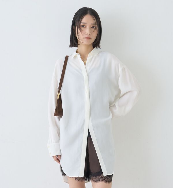 Rouge vif「ウエストタックドレープロングシャツ」|シャツ・ブラウス|