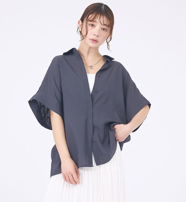 abahouse mavie「【着痩せシルエット】フレンチスリーブシャツ」|シャツ・ブラウス|