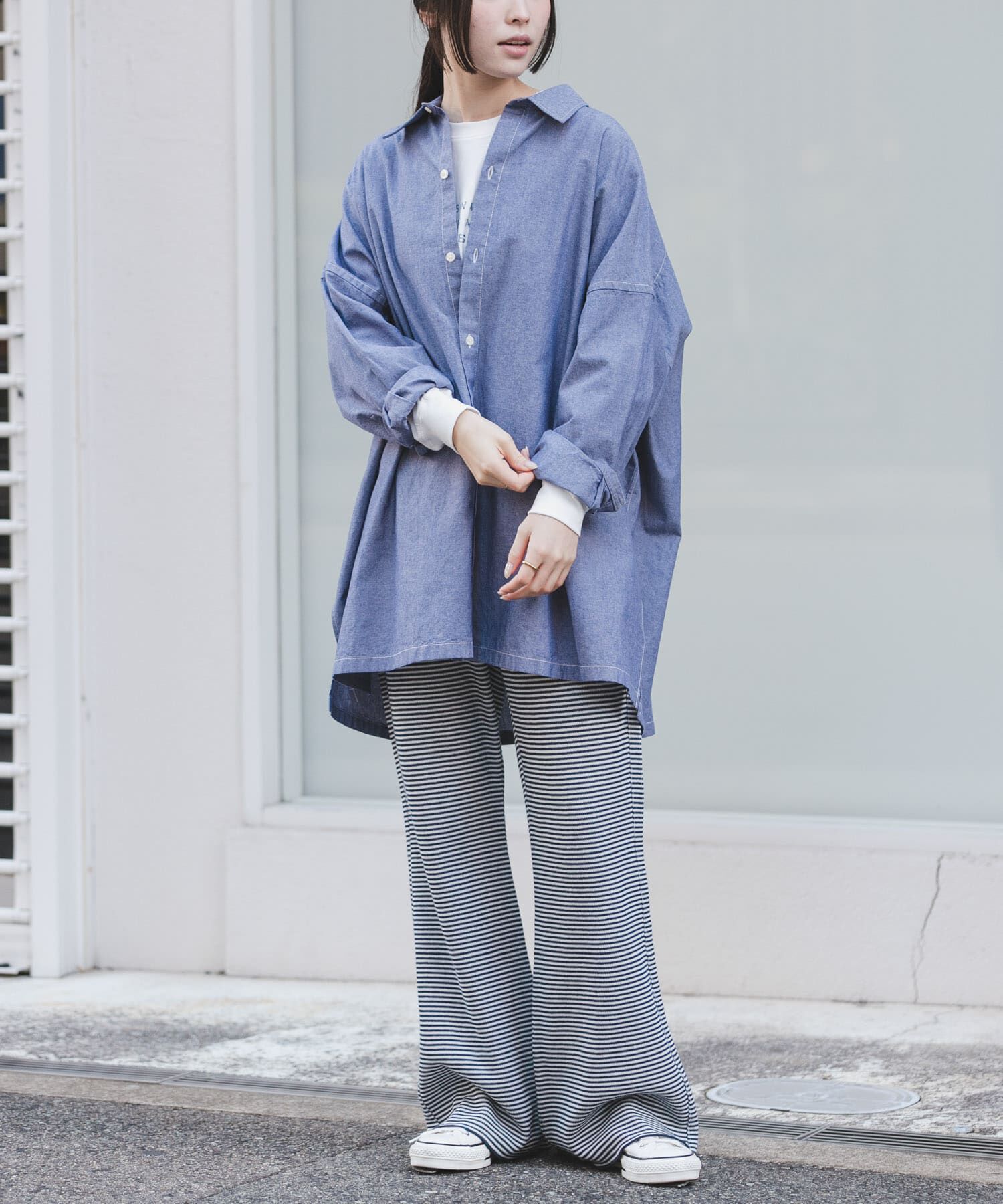 URBAN RESEARCH DOORS「FORK&SPOON　ビッグシャンブレーシャツ」|シャツ・ブラウス|