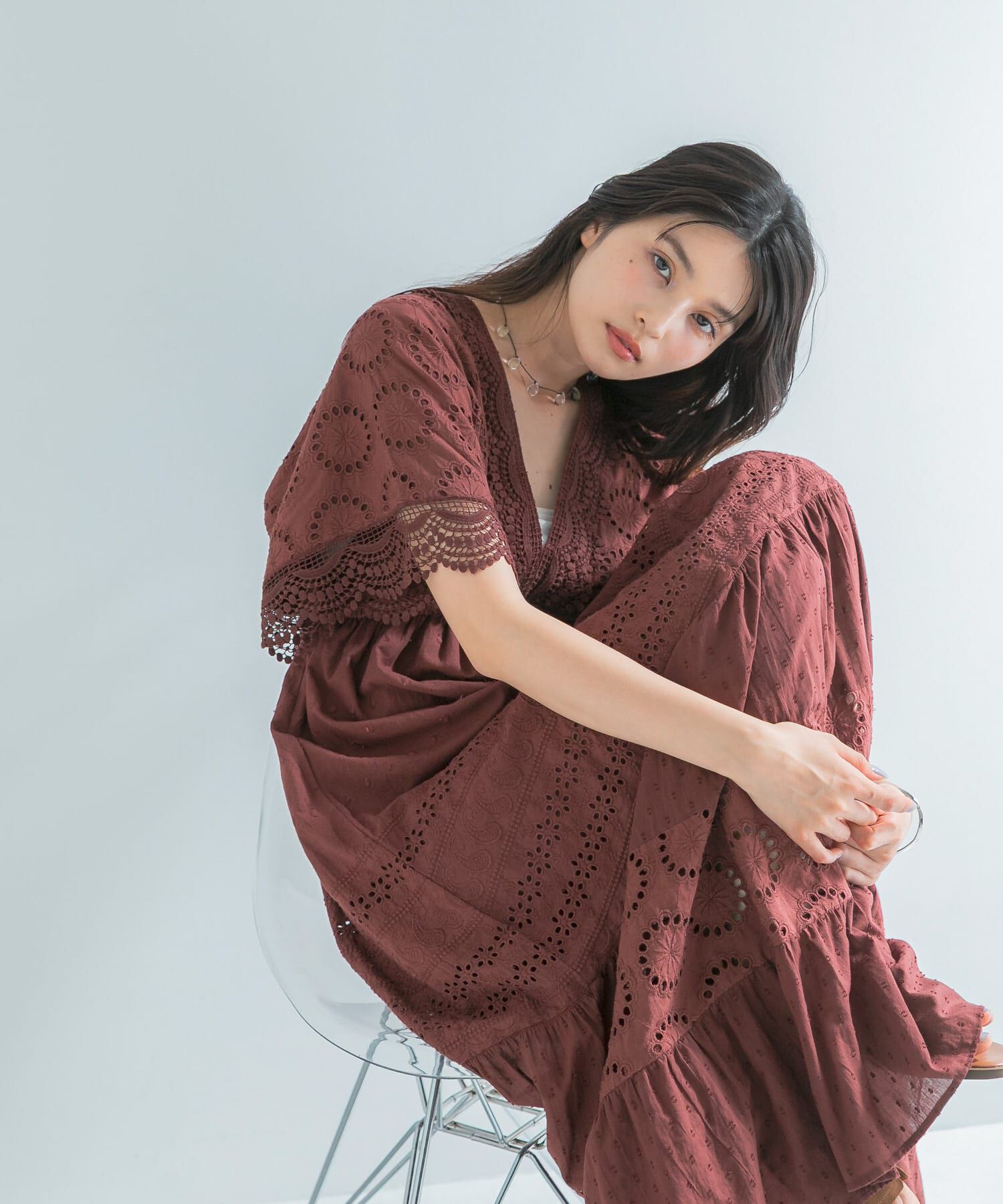 URBAN RESEARCH ROSSO「インドコットンエンブロイダリーワンピース」|ワンピース|