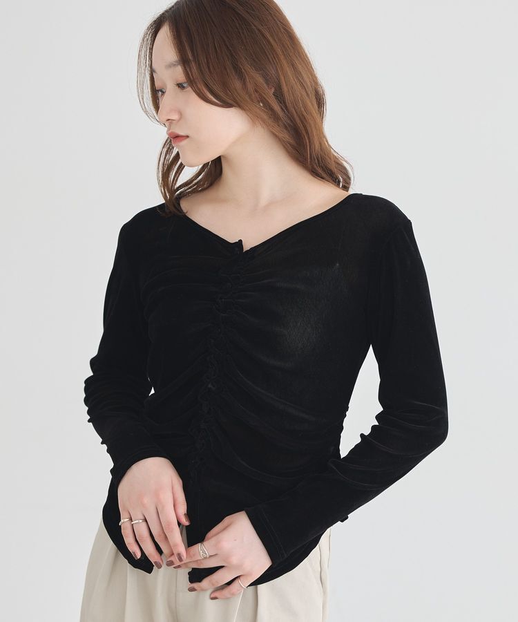 earth music&ecology「タックボタンチュールフロッキープルオーバー」|Tシャツ・カットソー|