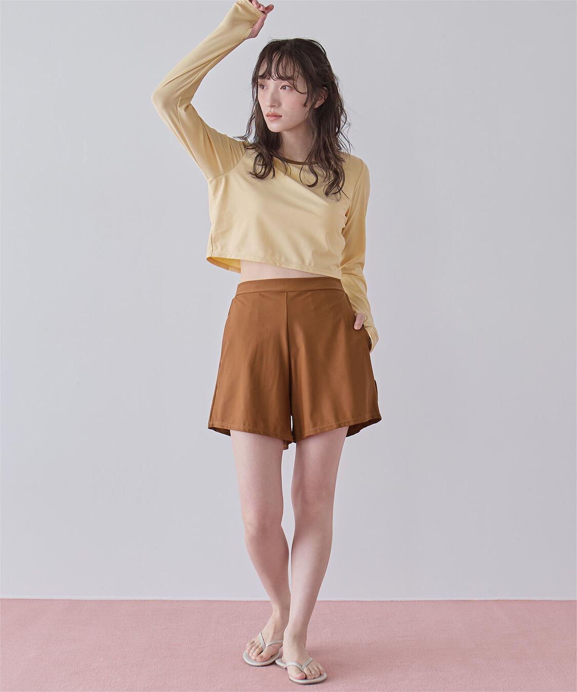 SEA DRESS「3点セット/パイピング長袖ビキニ&times;ショートパンツ/水着」|ビキニ|