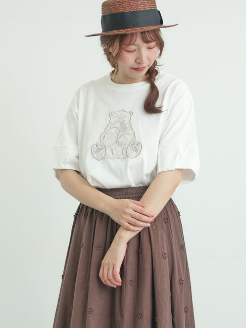 Samansa Mos2「【メルヘン&times;Samansa Mos2】レース貼りTシャツ」|Tシャツ・カットソー|