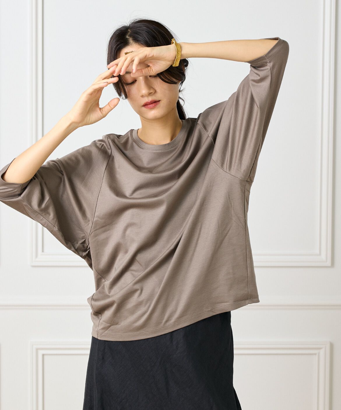 INED「《大きいサイズ》ワイドスリーブコクーンカットソー」|Tシャツ・カットソー|