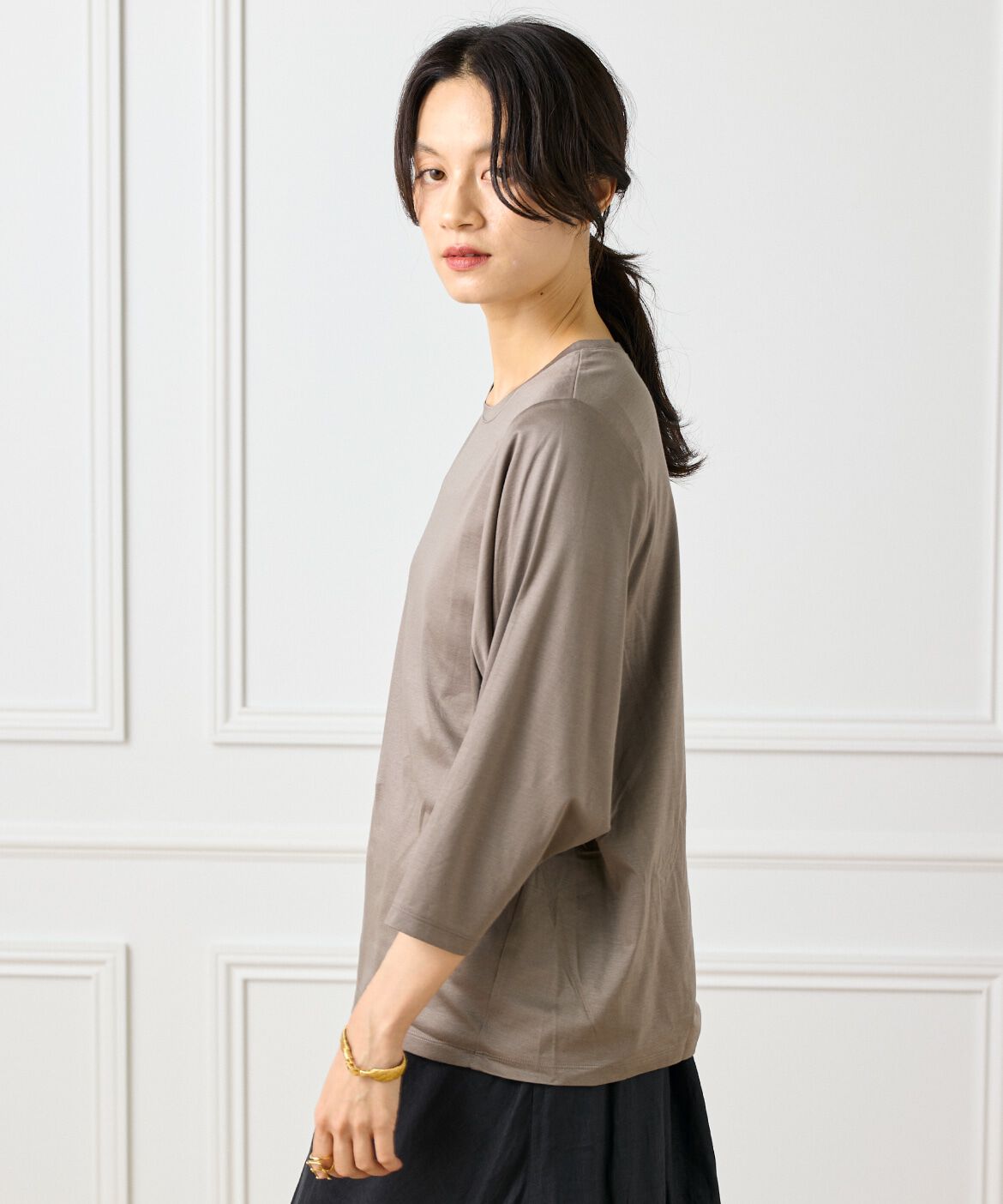 INED「《大きいサイズ》ワイドスリーブコクーンカットソー」|Tシャツ・カットソー|