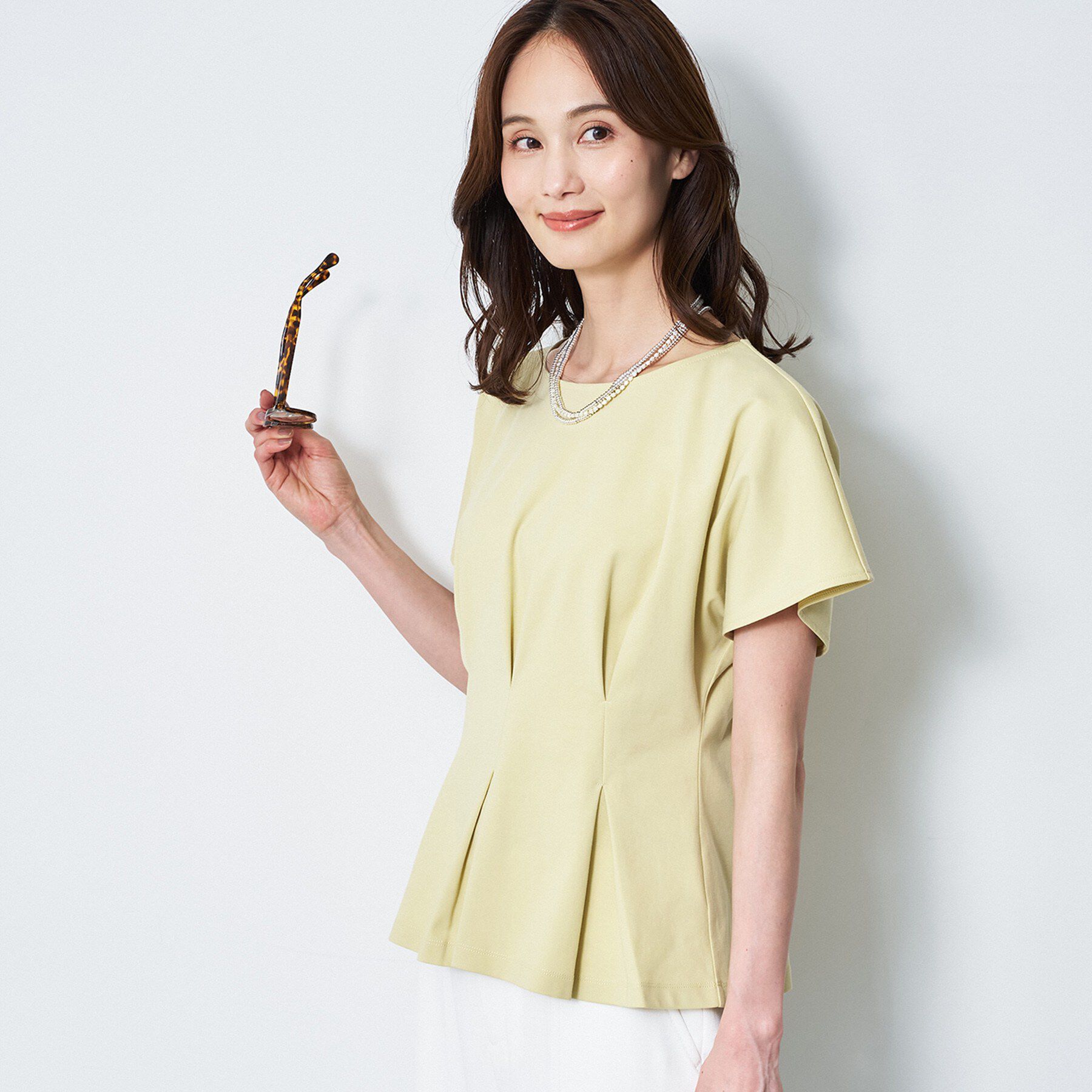 Reflect「【UVカット／接触冷感／吸水速乾】タックデザインフレアトップス」|Tシャツ・カットソー|