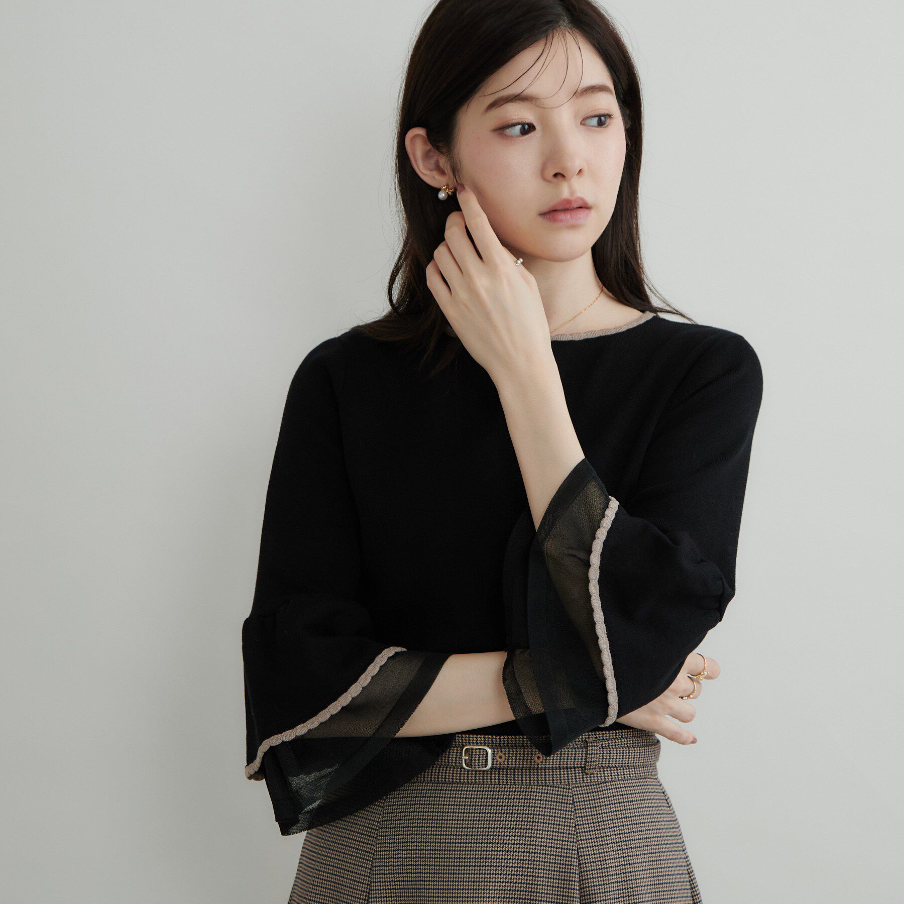 Couture broach「シアーフレアー袖ニットトップス」|ニット・セーター|