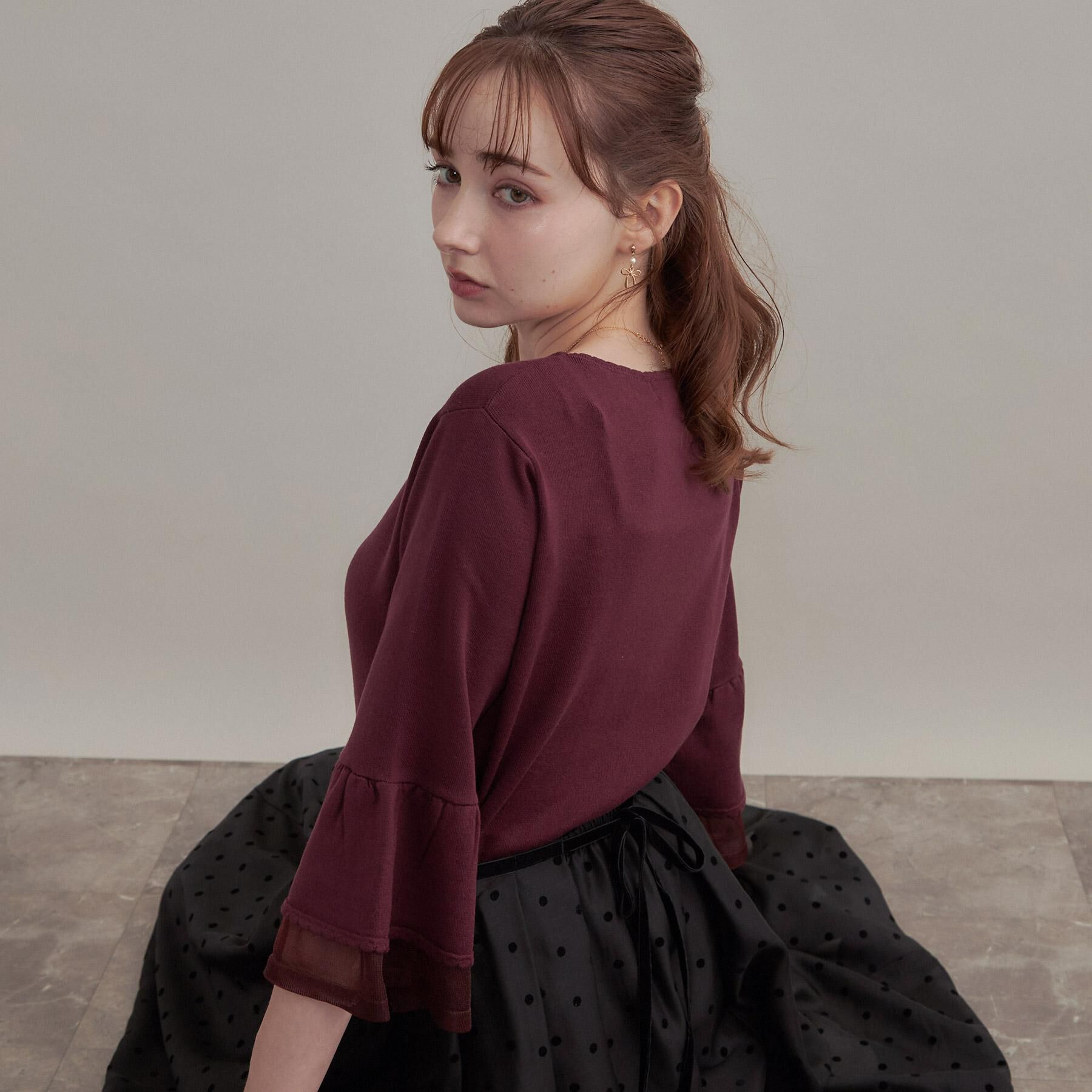 Couture broach「シアーフレアー袖ニットトップス」|ニット・セーター|